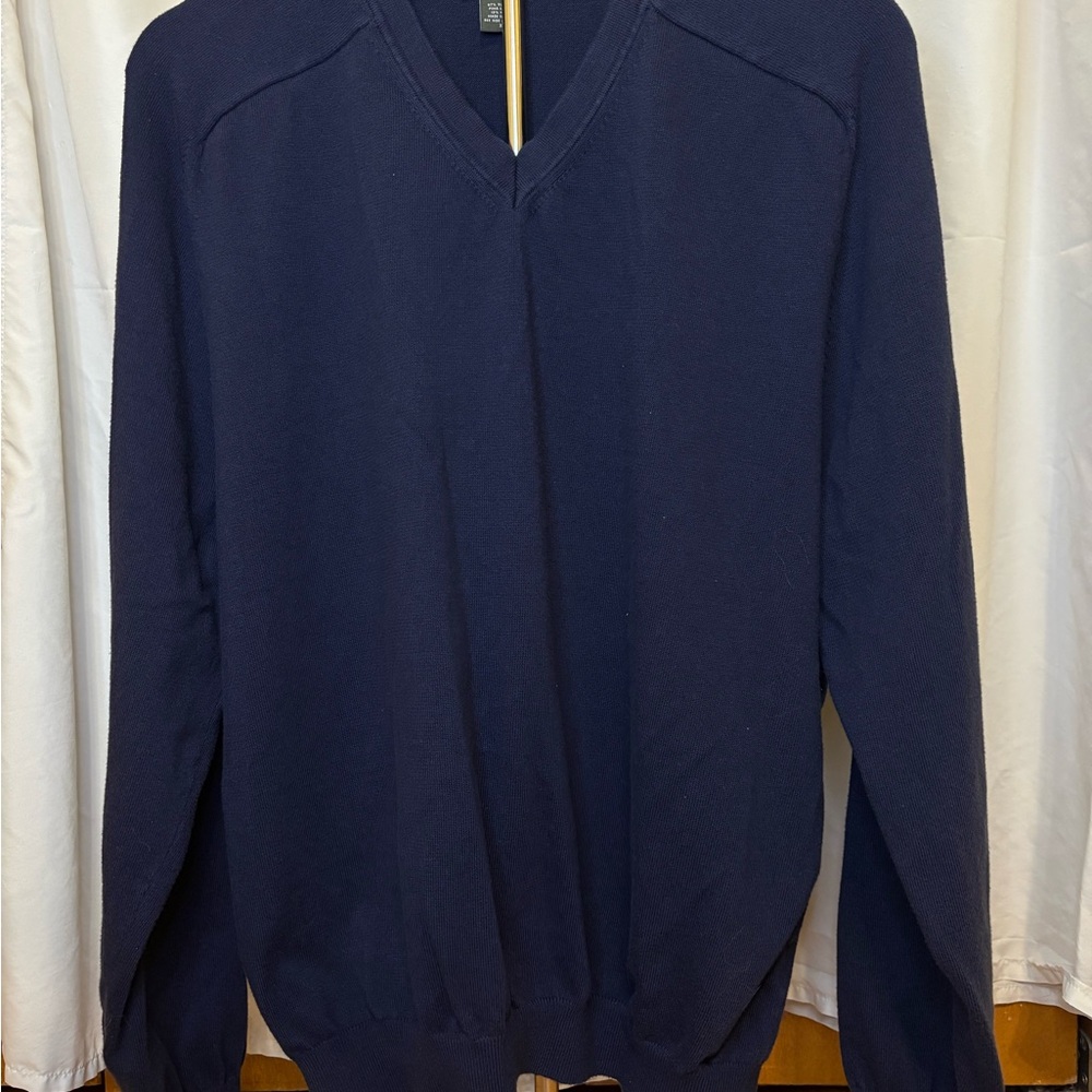 Eddie Bauer Men’s XL Navy‎ V-Neck Supima Cotton Knit Sweater Grandpa